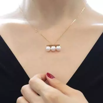 Серебряная цепь 925 пробы с 18-каратным золотым балансиром из искусственного жемчуга, ожерелье для подиума, вечерние платья, дизайнерские топы, японские, корейские, модные 45cm