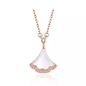 Серебряная цепочка на ключицу S925 Silver Small Skirt в форме веера из белого перламутра Light Luxury Niche Design Sense High-end