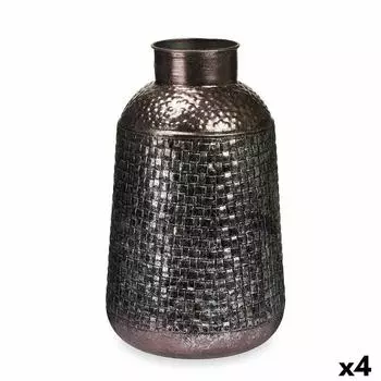 Серебряная металлическая ваза 22,5 х 39,5 х 22,5 см (4 единицы) С облегчением