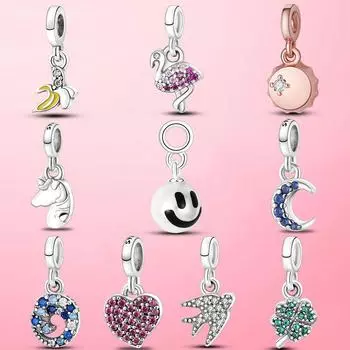 Серебряная подвеска My Starfish Star Waves Four-Left Clover ME Charms Charms Fit Original Bracelet DIY Jewelry