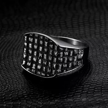 Серебряное кольцо S925, черное кольцо с ямками, мужское плетеное кольцо в стиле ретро, плетеное мужское кольцо 8