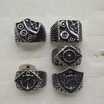 Серебряное кольцо S925, кольцо якоря, кольцо руля, палец шестерни, корейские украшения 7