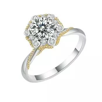 Серебряное кольцо S925 Новое кольцо с муассанитом S925, кольцо с виноградной лозой, разделенное цветное кольцо с цветком, модное и универсальное женское кольцо 5