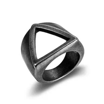 Серебряное кольцо S925, новое модное кольцо в уличном стиле, простое и щедрое кольцо, мужское кольцо с полым треугольником 7