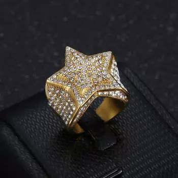 Серебряное кольцо S925, новый тренд хип-хопа, модное легкое роскошное кольцо, персонализированное властное кольцо с бриллиантом в виде пятиконечной звезды 7