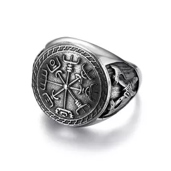 Серебряное кольцо S925 пробы, ретро-кольцо, тотемное кольцо викингов, мужское кольцо с двойным топором