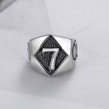 Серебряное кольцо S925 с индивидуальным счастливым числом 7, мужское кольцо с черепом, украшения в стиле панк 9