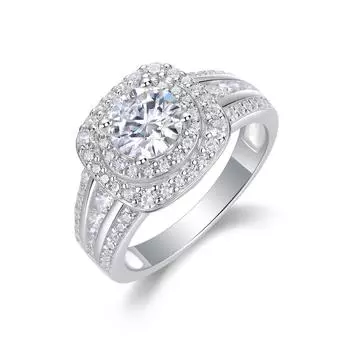 Серебряное кольцо S925 с муассанитом 1 карат, мужское кольцо, ювелирные изделия Beauty 5