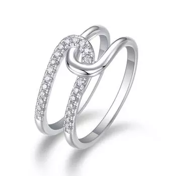 Серебряное кольцо S925 с муассанитом и закрытым кольцом Beauty 5
