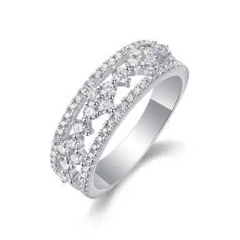 Серебряное кольцо S925 с муассанитом и закрытым кольцом Beauty 5