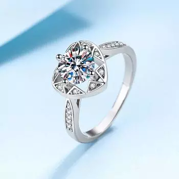 Серебряное кольцо S925 с муассанитом в форме сердца 1 карат, прошедшее испытание на бриллиант, высокое качество, обручальное кольцо, роскошные ювелирные изделия на заказ 5