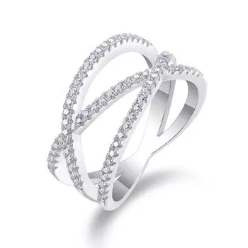 Серебряное кольцо S925 с муассанитом, закрытое кольцо Beauty No. 6