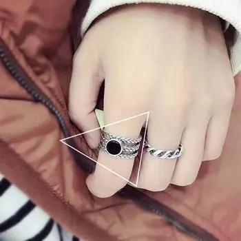 Серебряное кольцо S925 в корейском стиле, персонализированное серебряное кольцо 925 пробы, ретро-кольцо из тайского серебра, многослойное, капающее масло, открытое кольцо