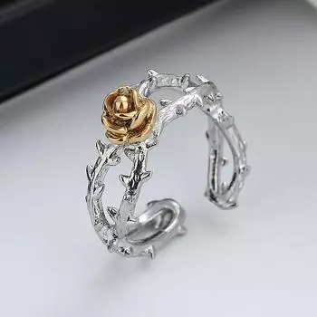 Серебряное кольцо S925 в корейском стиле, модное золотое кольцо в форме розы Jingchi, женское кольцо, индивидуальность, простой темперамент, открытый палец 6