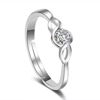 Серебряное кольцо в корейском стиле Love Interwoven Heart-Happy Ring Открытое женское кольцо opening adjustable
