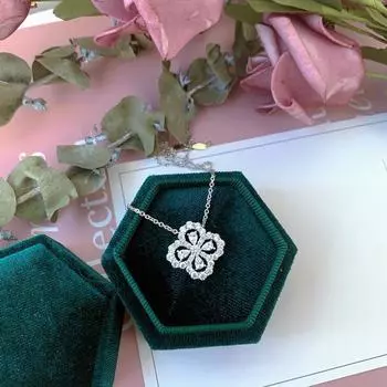Серебряное ожерелье 925 пробы с клевером и бриллиантами, роскошное женское ожерелье на удачу, модное, подходящее ко всему, в холодном стиле 925