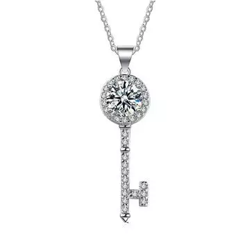 Серебряное ожерелье 925 пробы, Женский кулон-ключ, подвеска-ключи 925