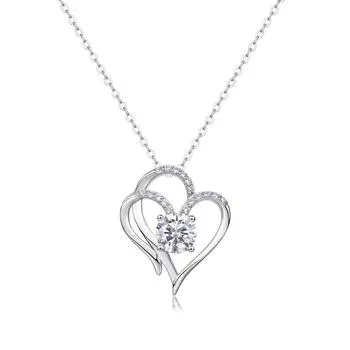 Серебряное ожерелье S925 пробы с подвеской из муассанита, цепочка на ключицу, серебряная бижутерия, подвеска