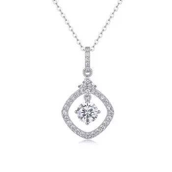 Серебряное ожерелье S925 пробы с подвеской из муассанита, цепочка на ключицу, серебряная бижутерия, подвеска