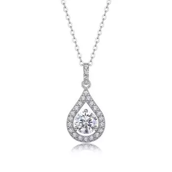 Серебряное ожерелье S925 пробы с подвеской из муассанита, цепочка на ключицу, серебряная бижутерия, подвеска