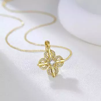 Серебряное ожерелье S925 пробы с подвеской в виде креста в форме ваджры и пестика для женщин, украшенное бриллиантами, цепочка для свитера 925 Silver