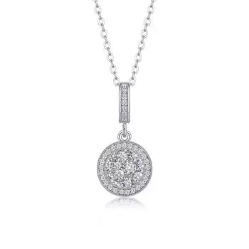 Серебряное ожерелье S925 с подвеской из муассанита, цепочкой на ключицу с аксессуаром на шею