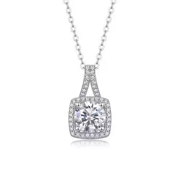 Серебряное ожерелье S925 с подвеской из муассанита и цепочкой, серебряные украшения с платиновым покрытием