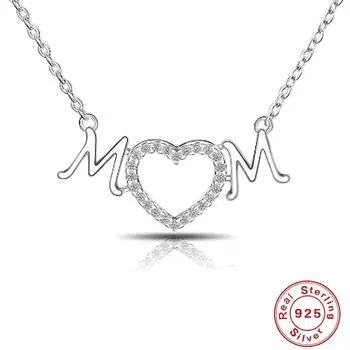 Серебряное ожерелье S925 Wind, Mother Heart, подарок на День матери, женское ожерелье Temperament на ключицу 925 Silver платиновый