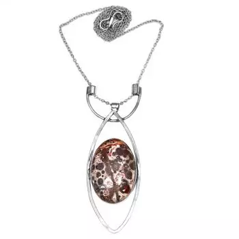 Серебряное ожерелье с драгоценными камнями Skin Leopard Jasper на День матери 20 дюймов