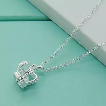 Серебряное ожерелье с подвеской в виде королевской короны из стерлингового серебра 925 пробы для женщин