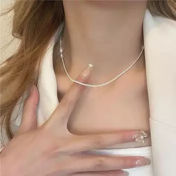 Серебряное сверкающее ожерелье на ключицу со звездой - стиль Cold Ins, милый и крутой универсальный аксессуар 41cm+5cm