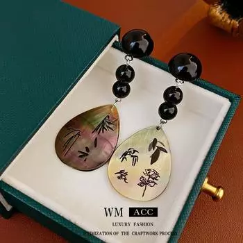 Серебряные игольчатые капли, масляные листья, фритиллярия, капли воды, серьги, новые китайские ретро-серьги, персонализированные и нишевые серьги