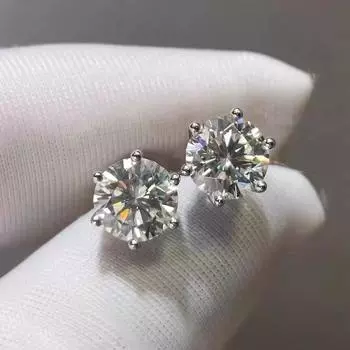 Серебряные серьги 925 пробы, высококачественные серьги-гвоздики с бриллиантами и цирконием в 1 карат для женщин, подарок девушке, не выцветают, не вызывают аллергии