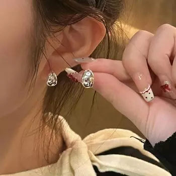 «Серебряные серьги-бобы в форме капли воды»: Элегантный, универсальный, холодный стиль для женщин. water drop earrings серебряный