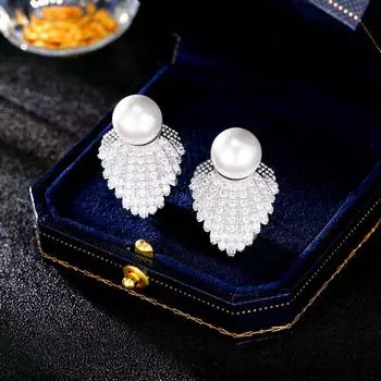 Серебряные серьги-иглы S925 в стиле ретро, нишевые модные серьги-гвоздики с инкрустацией из циркония и жемчуга высокого класса серый