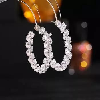 Серебряные серьги-кольца S925 с инкрустацией из супер-флэш-циркония, модный нишевый дизайн, большое кольцо, простые серьги в форме буквы C серебряный