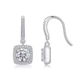 Серебряные серьги S925, длинные серьги-гвоздики с муассанитом, серебряные украшения Panyu.