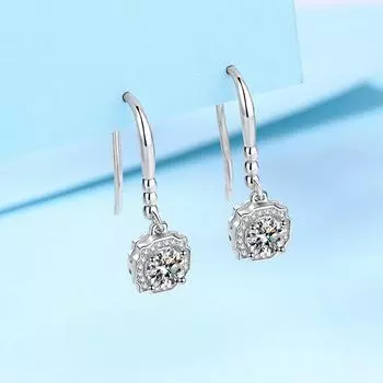 Серебряные серьги S925 для женщин, ушные крючки с муассанитом Гарри, покрытые золотом pt950, украшения для ушей 5mm zircon