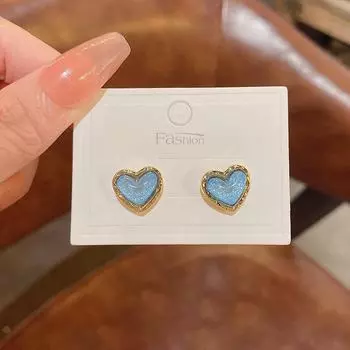 Серебряные серьги S925 Korean Dream Blue Love - элегантные, простые, роскошные ювелирные изделия класса люкс синий