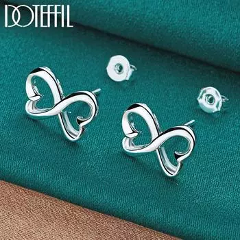Серебряные серьги в форме сердца для вечерние красивых украшений