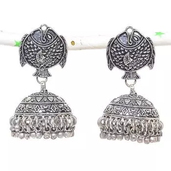 Серебряные серьги в индийском стиле Jhumki с драгоценными камнями в этническом стиле Бали 2,05 дюйма y3J01
