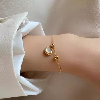 Серебряный браслет S925, браслет в форме сердца, цепочка Bestie, женская корейская версия, креативный телескопический выдвижной браслет из бисера с ракушками любви