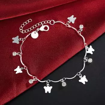 Серебряный браслет s925 с покрытием, довольно красивый браслет-цепочка в виде бабочки, модный очаровательный браслет на свадьбу, милый женский подарок на вечеринку серебряный