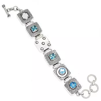 Серебряный браслет с драгоценными камнями Swiss Blue Quartz Friends, 7-8 дюймов