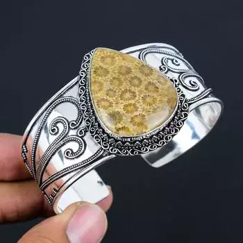Серебряный браслет с натуральными кораллами | Серебро 925 пробы | Регулируемый браслет | Серебряный браслет ручной работы для женщин и девушек