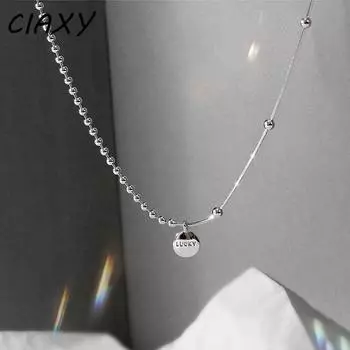 Серебряный цвет Lucky Beanie ожерелье с буквами для женщин Ins асимметрия короткая цепочка на ключицы колье темперамент ювелирные изделия подарок серебряный
