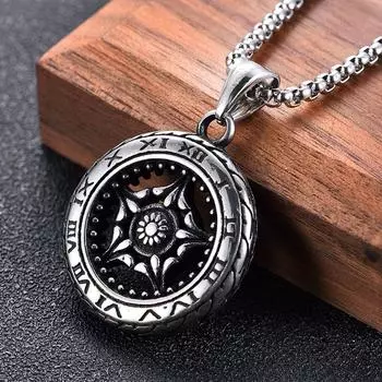 Серебряный цвет, модное ожерелье с колесом, модные аксессуары, хип-хоп, для мужчин и женщин, винтажная подвеска, цепочка для свитера 50CM серебряный