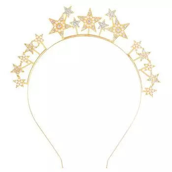 Серебряный горный хрусталь Halo Crown Золотой преувеличенный обруч для волос Головной убор Звездные повязки на голову Вечерние