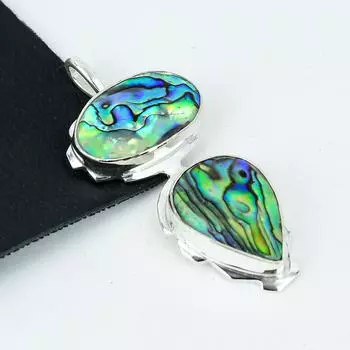 Серебряный кулон с натуральным камнем-ракушкой из стерлингового серебра 925 пробы — дизайн ручной работы, повседневные украшения, уникальные подарки в виде подвески 2.75 синий