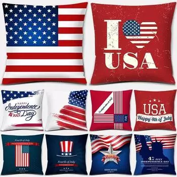 Серия «День независимости Америки» LOVE USA Квадратная наволочка для украшения дома с принтом Cojines Decorativos Para Sof Akcesoria Kuch 40x40cm